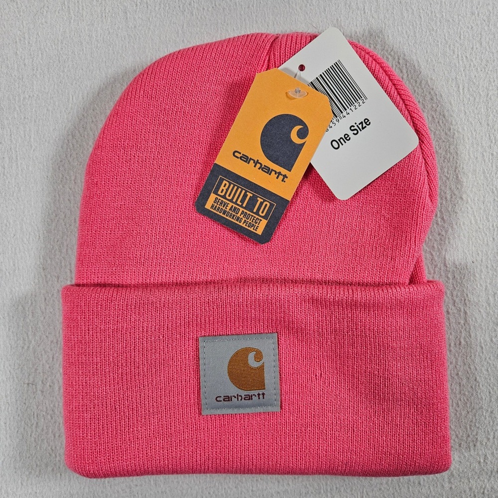 Carhartt Beanie Unisex OS Pink Acrylic Ribbed Knit A18 Watch Hat NWT